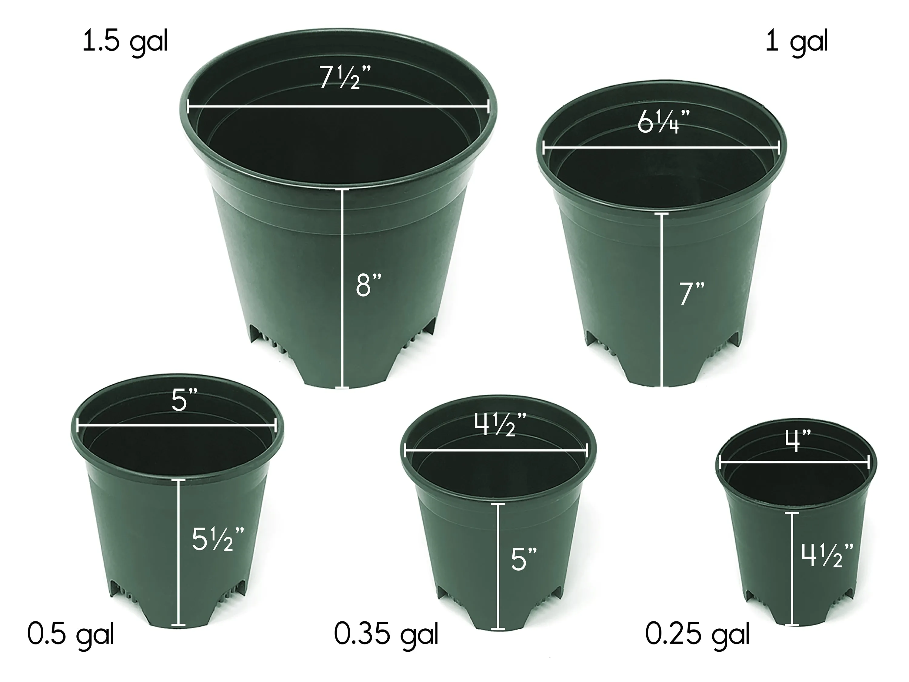 0.5 Gallon Nursery Pot Plastic Planters for Outdoor Indoor Plants Color Green