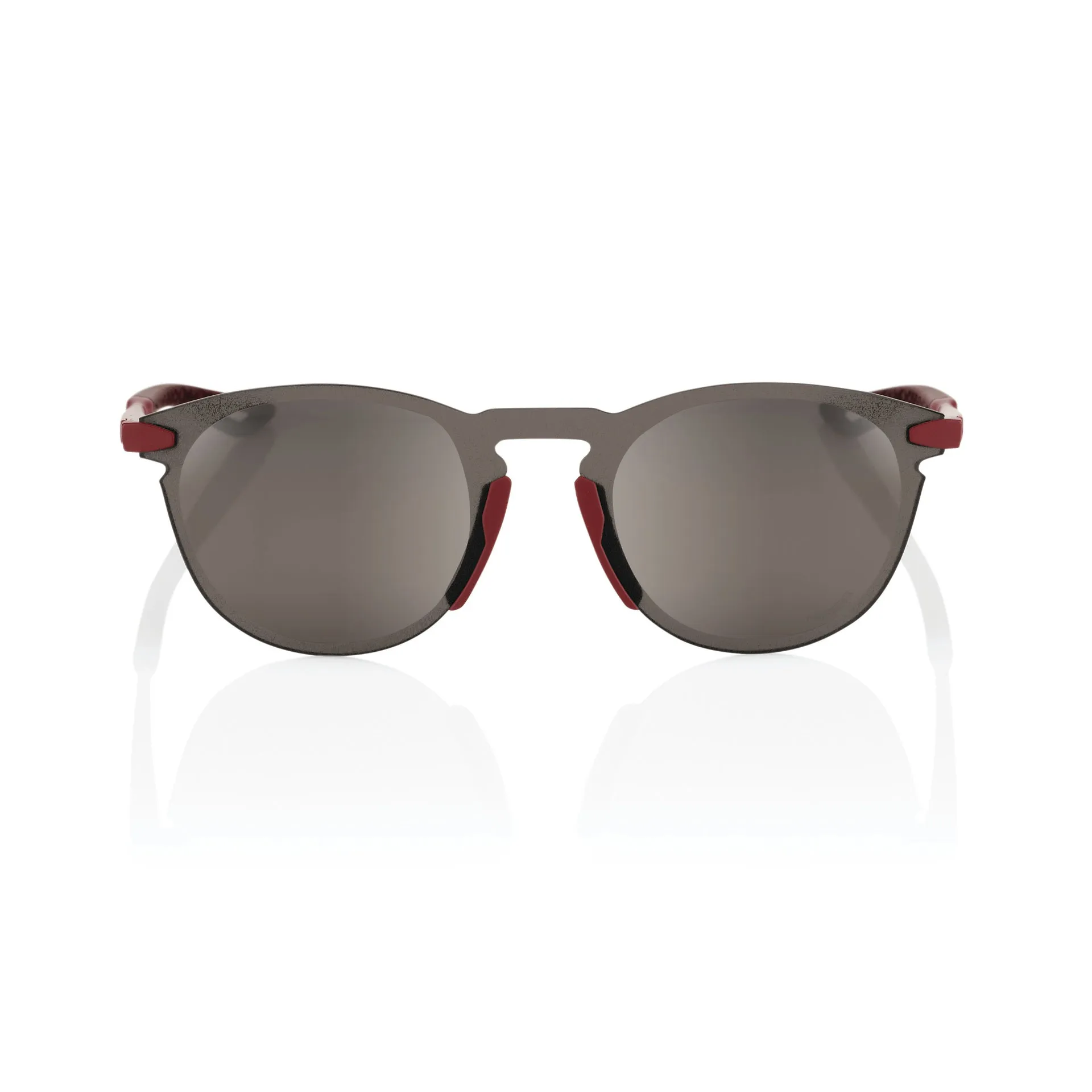 100% LEGERE ROUND Sunglasses - Soft Tact Crimson - HiPER Silver Mirror