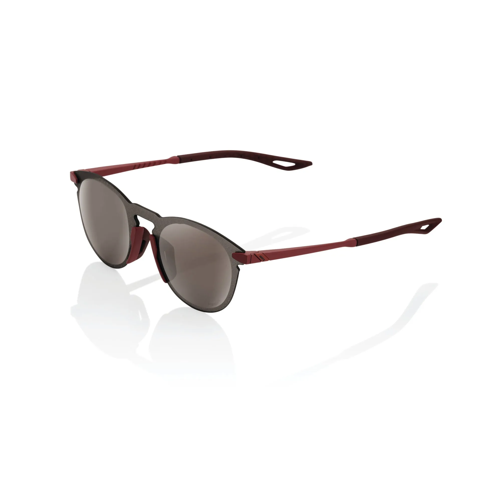 100% LEGERE ROUND Sunglasses - Soft Tact Crimson - HiPER Silver Mirror