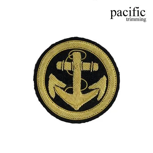 2 3/4" Zari Embroidery Anchor Emblem Badge Sew On : PA0BZ615