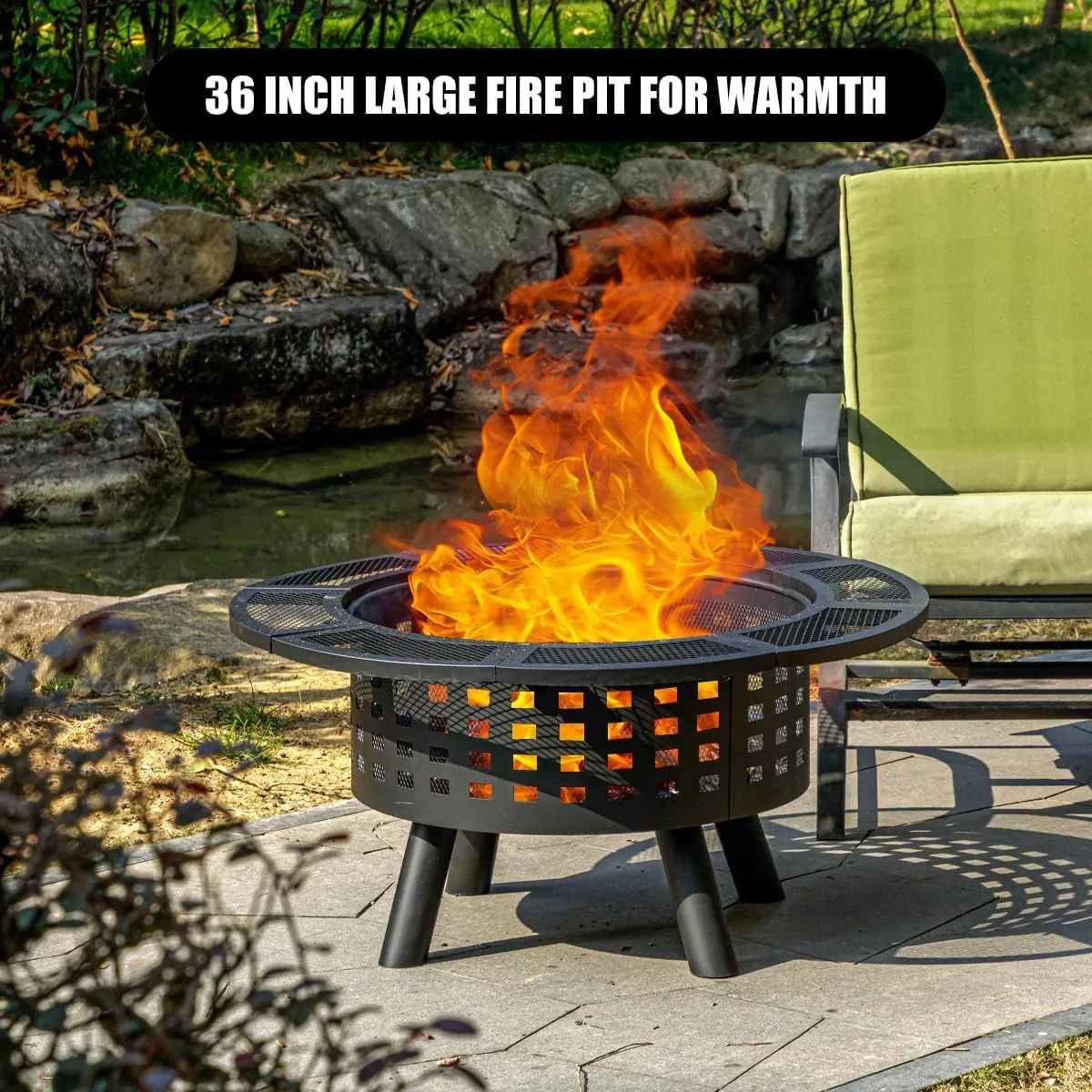 36 inch Outdoor Fire Pit with Grill