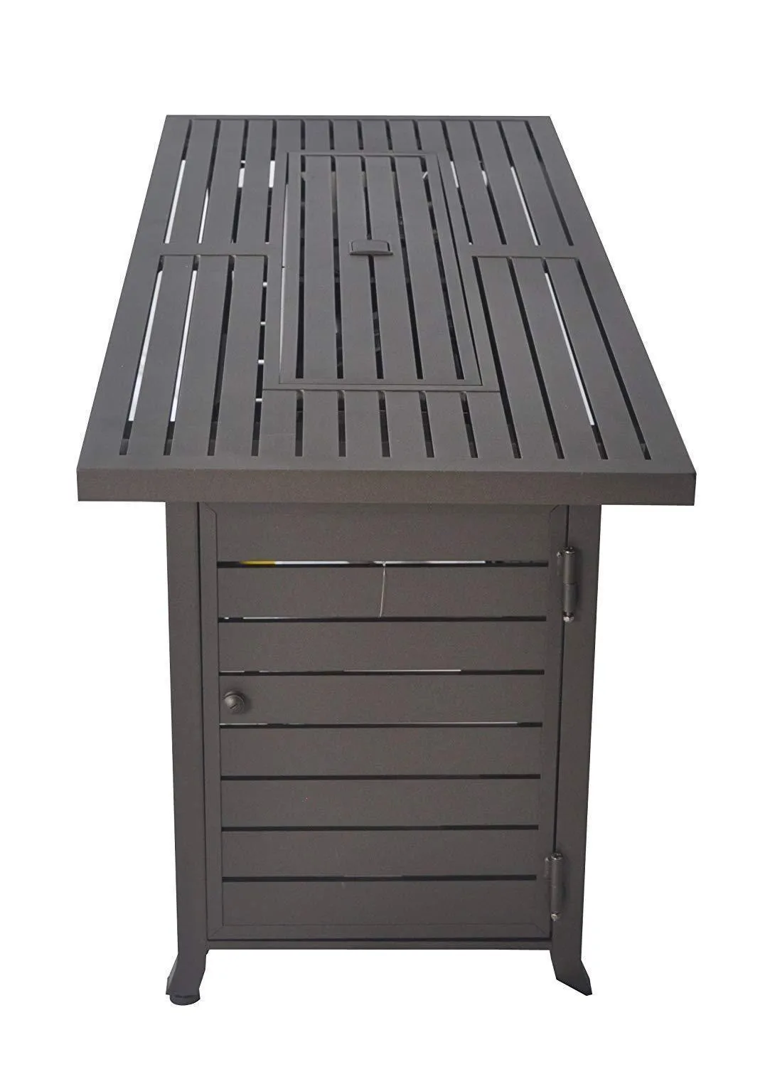 57" Rectangular Propane Fire Pit Table, 50,000 BTU with Lid & Wind Guard, ETL Certified.