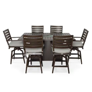 Adeline 7 Piece Counter Height Dining Set w/ Firepit Table