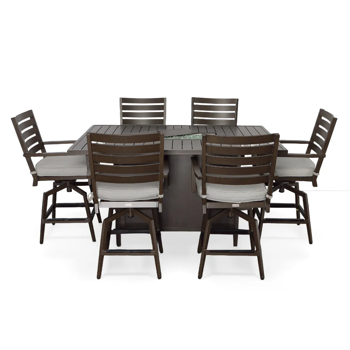 Adeline 7 Piece Counter Height Dining Set w/ Firepit Table