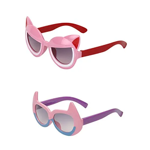 Amour UV Protected Cat Eye & Batman Combo for Kids (4 to 8 Years) Sunglasses - Pack of 2 Pink::Purple