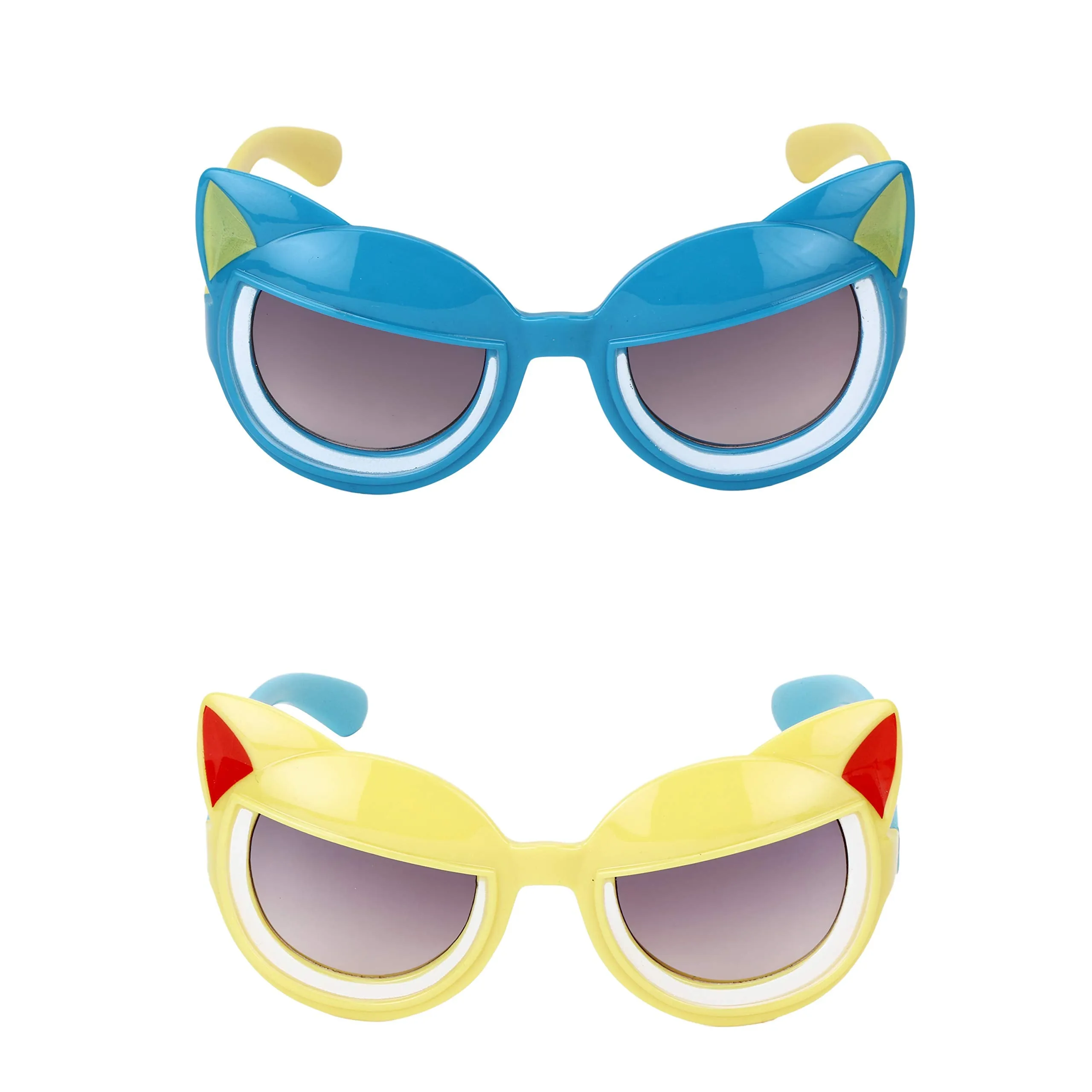 Amour UV Protected Cat Eye shaped Combo for Kids (4 to 8 Years) Sunglasses - Pack of 2 Yellow::Blue