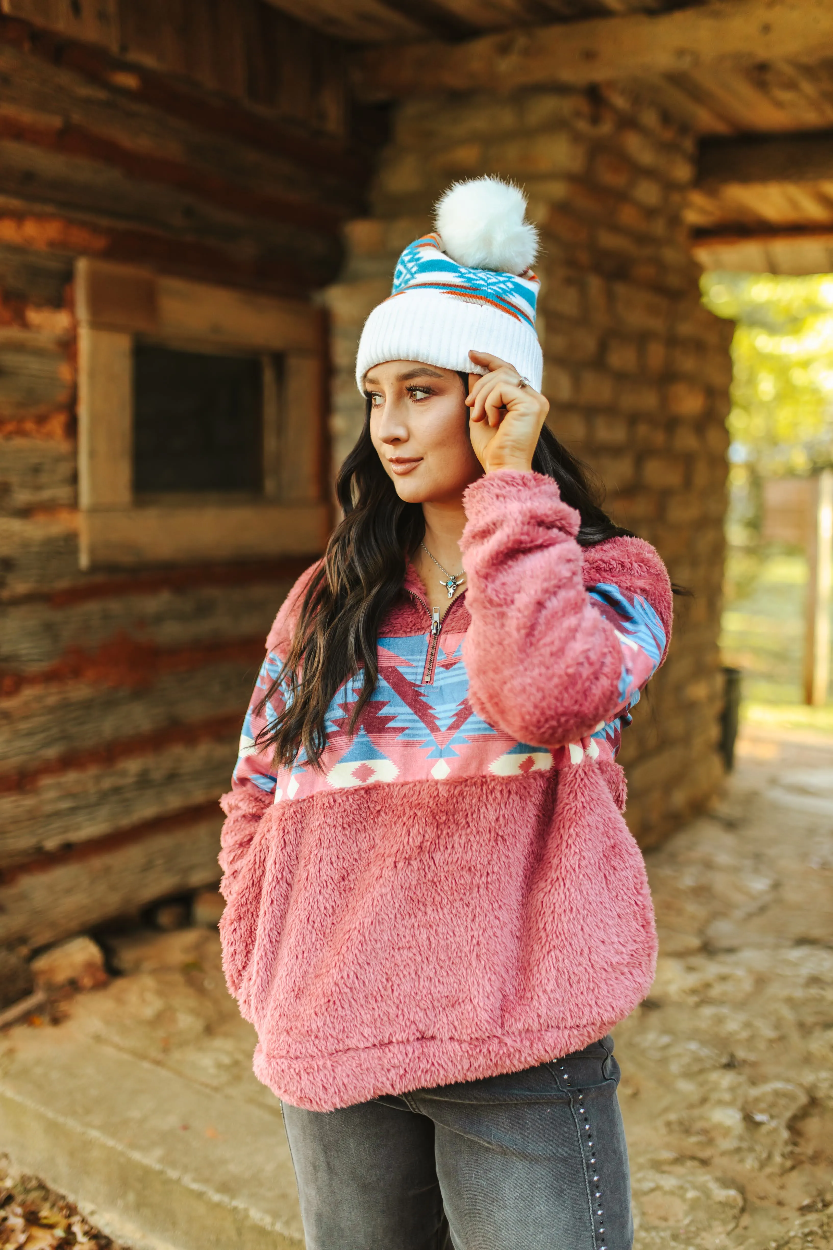 Aztec Pom Beanie