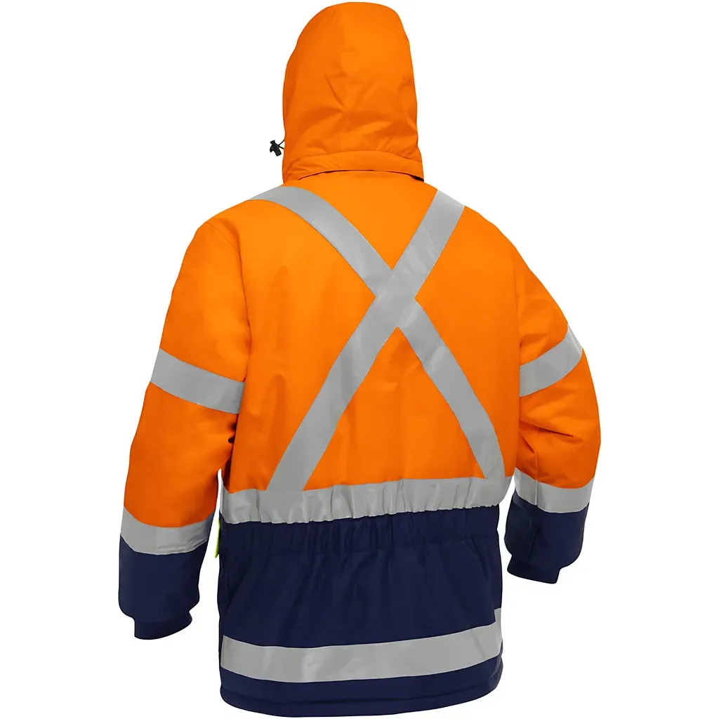 Bisley 343M6450X-ORNV/2X ANSI Type R Class 3 and CSA Z96 Class 2 X-Back Extreme Cold Jacket with Navy Bottom