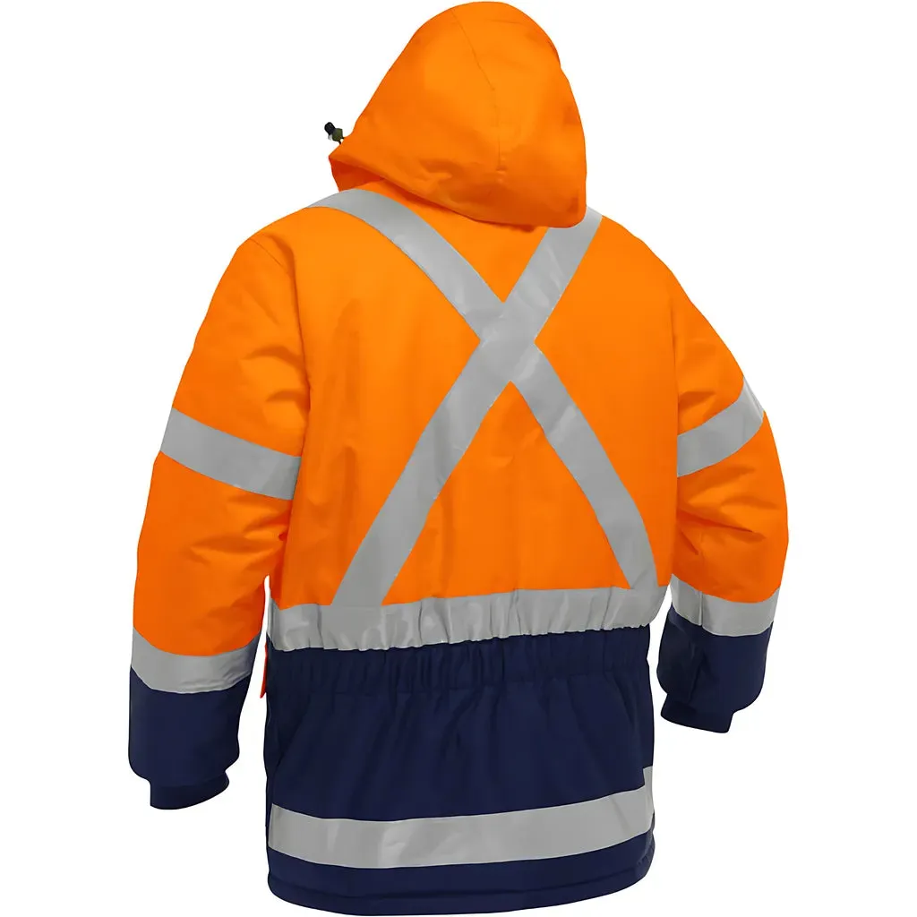 Bisley 343M6450X-ORNV/2X ANSI Type R Class 3 and CSA Z96 Class 2 X-Back Extreme Cold Jacket with Navy Bottom