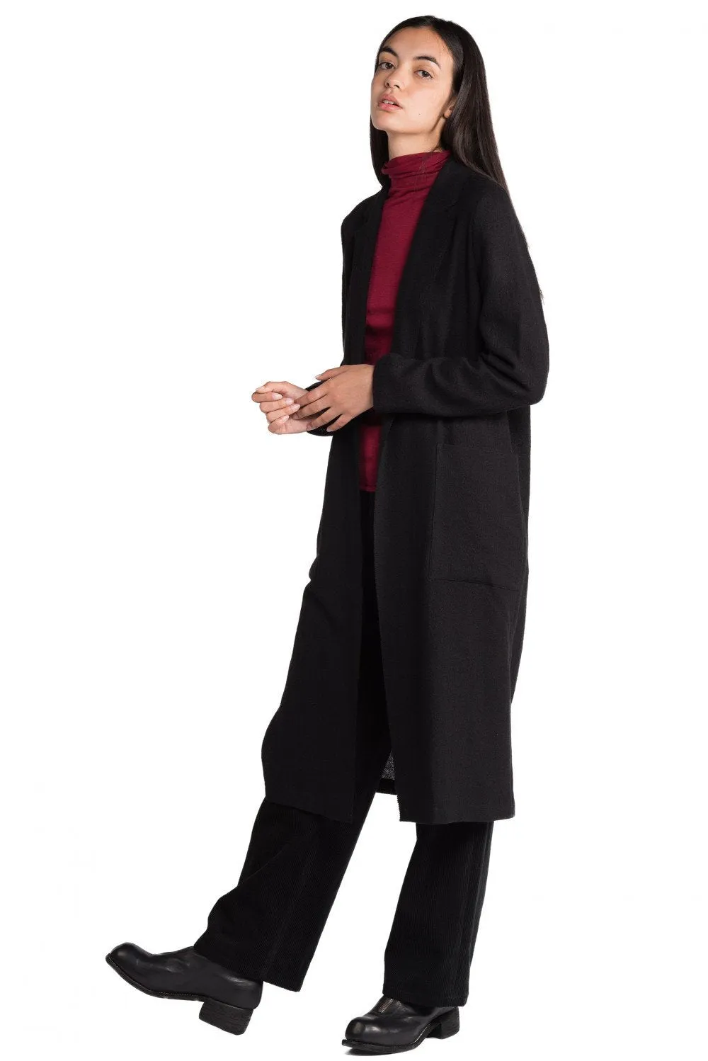 Black Wool Cardigan Coat