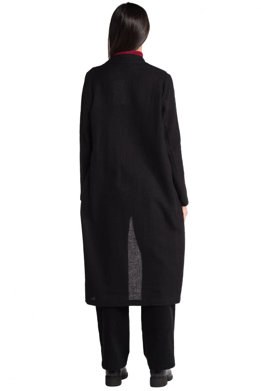 Black Wool Cardigan Coat