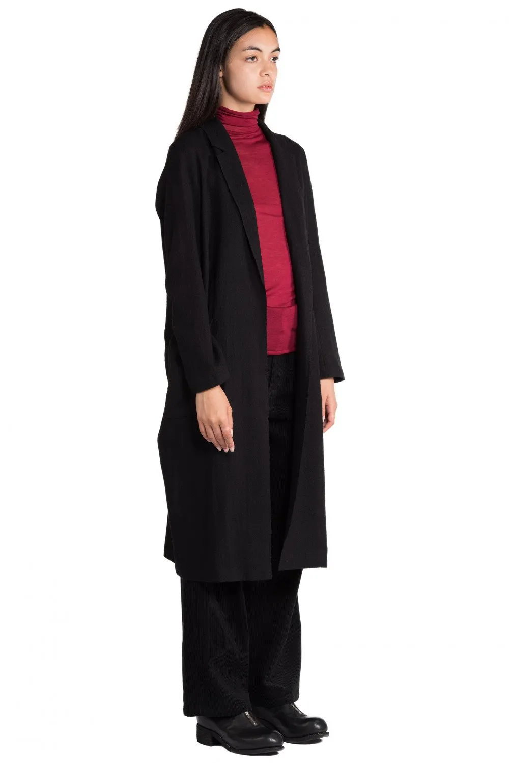 Black Wool Cardigan Coat