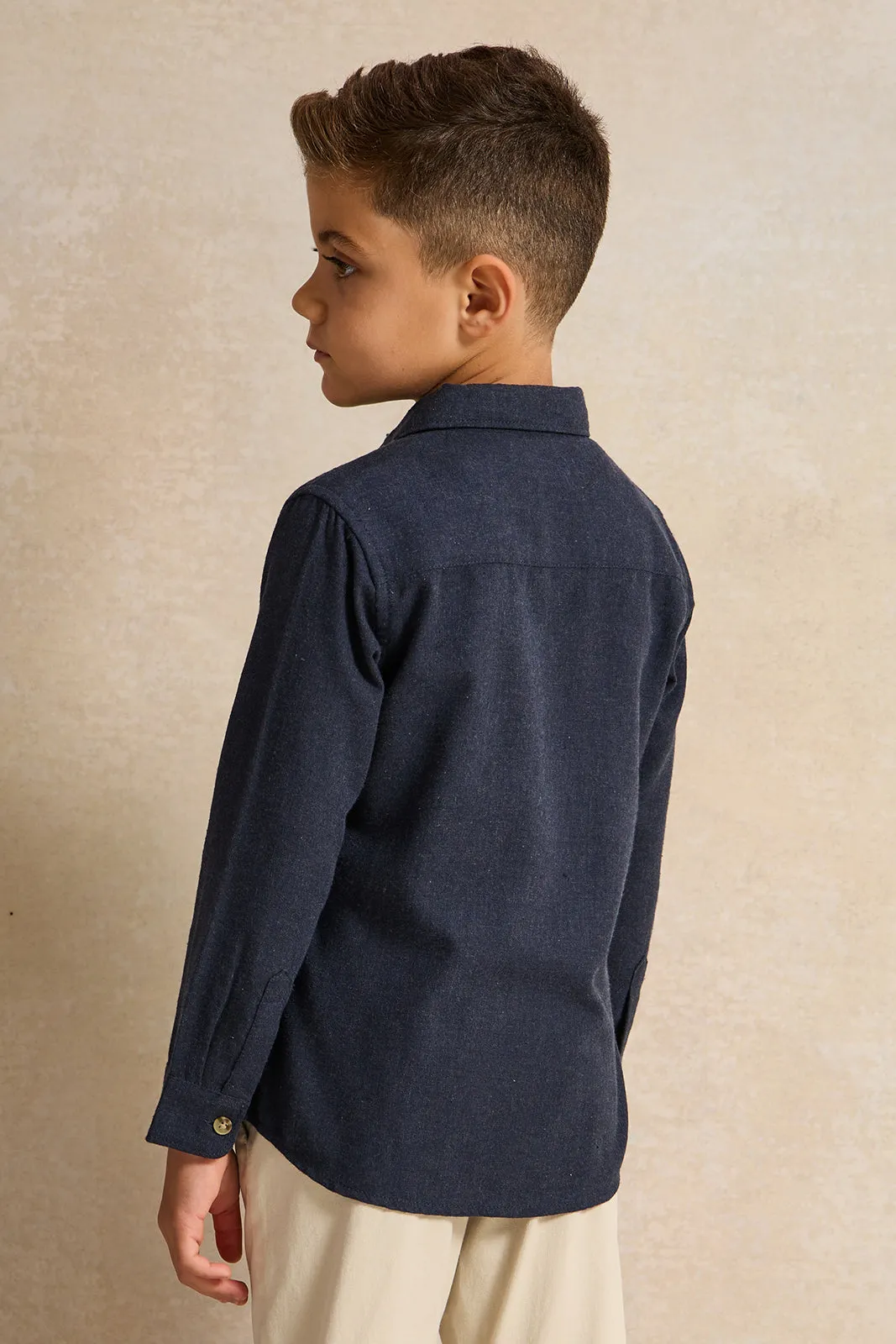 Boys Blue Double Pocket Flannel Shirt