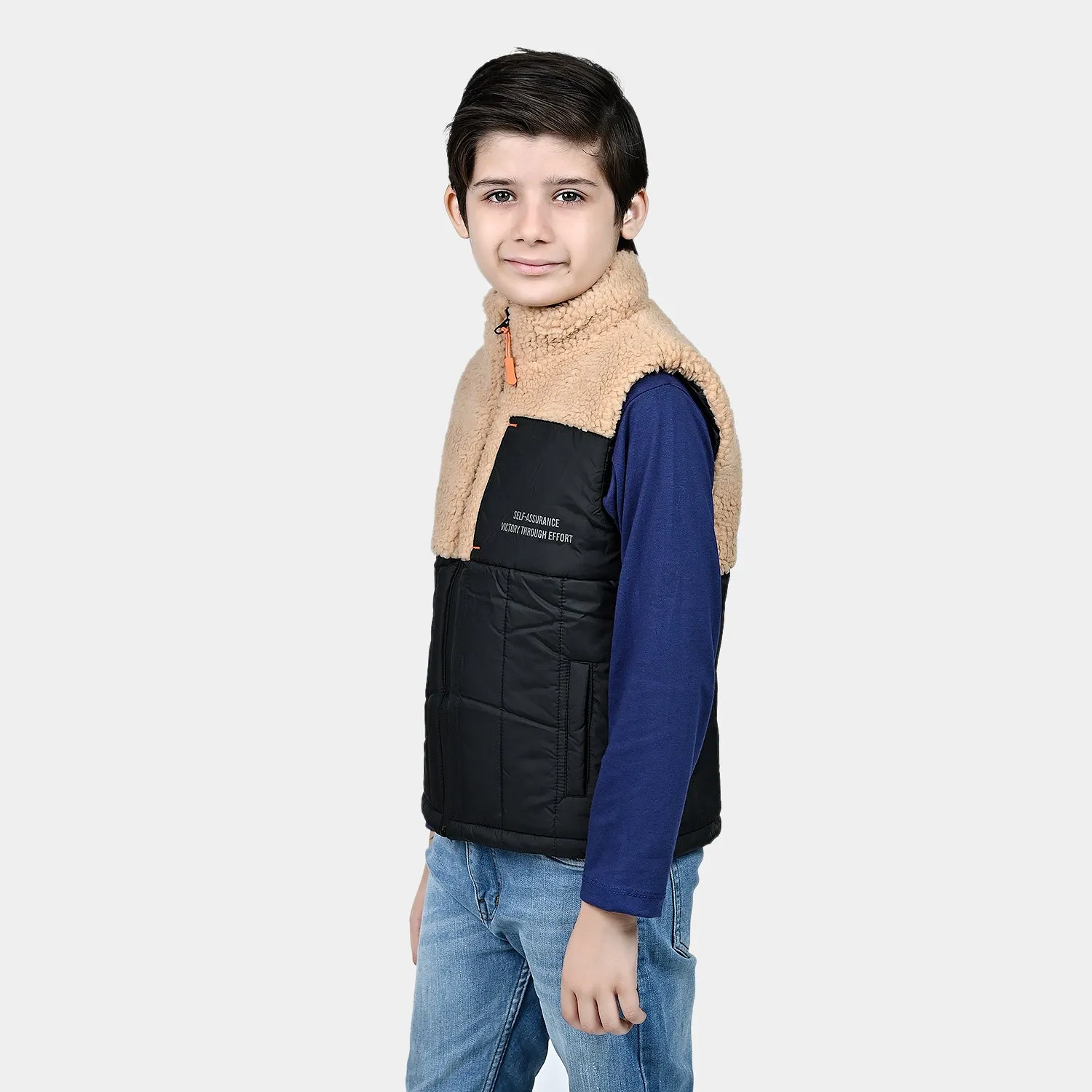 Boys Mix taffeta Quilted Jacket S/L Victory-BLACK