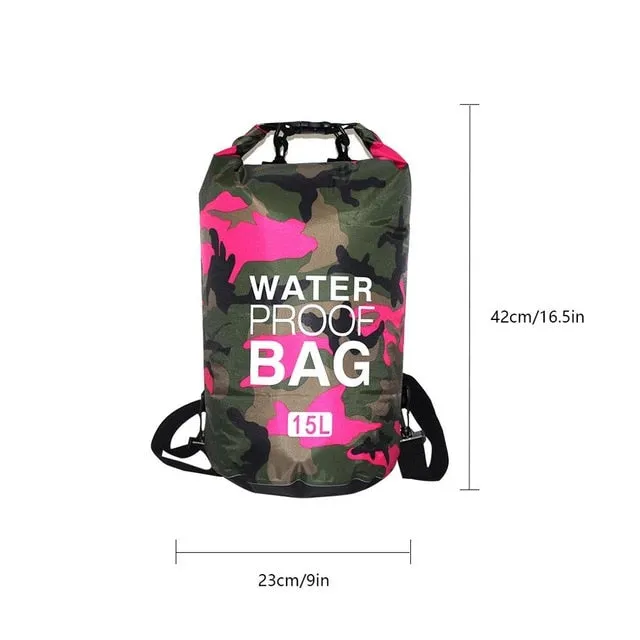 Camouflage Waterproof Dry Bag - various sizes & colors