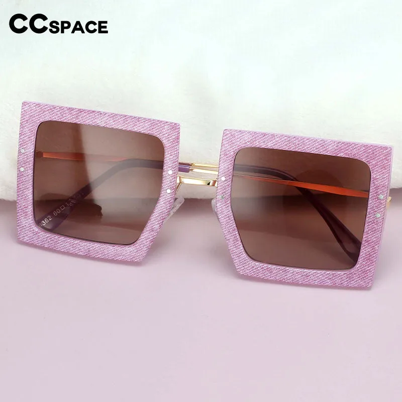 CCspace Women's Full Rim Oversized Square Resin Alloy Frame Sunglasses 54452