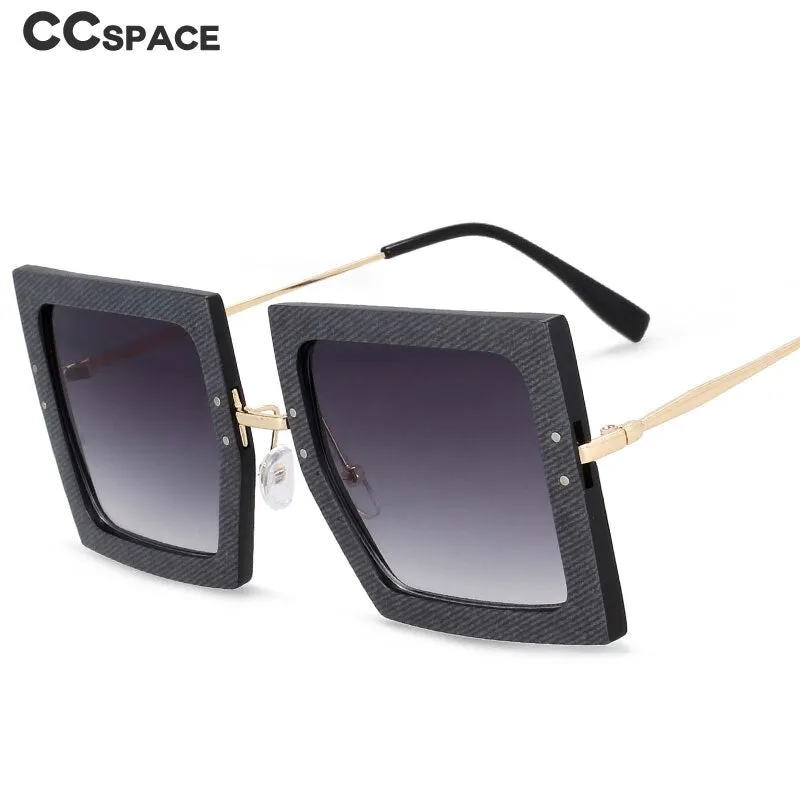 CCspace Women's Full Rim Oversized Square Resin Alloy Frame Sunglasses 54452