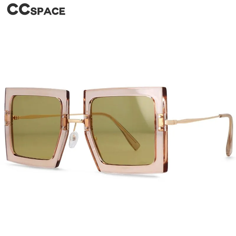 CCspace Women's Full Rim Oversized Square Resin Alloy Frame Sunglasses 54452