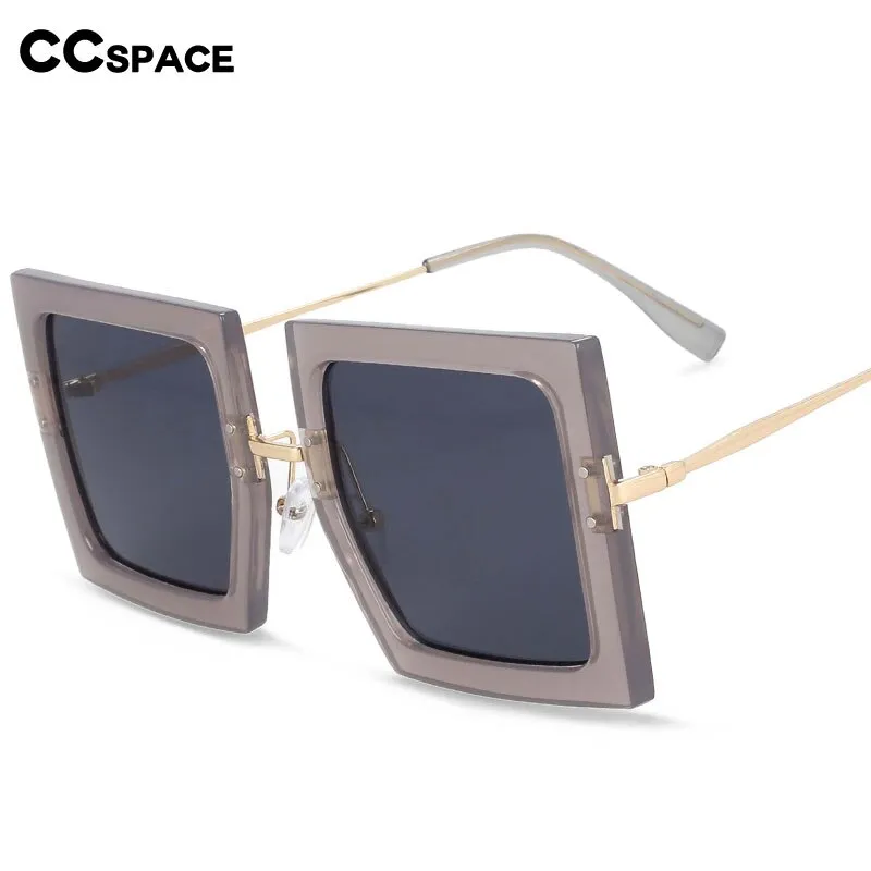 CCspace Women's Full Rim Oversized Square Resin Alloy Frame Sunglasses 54452