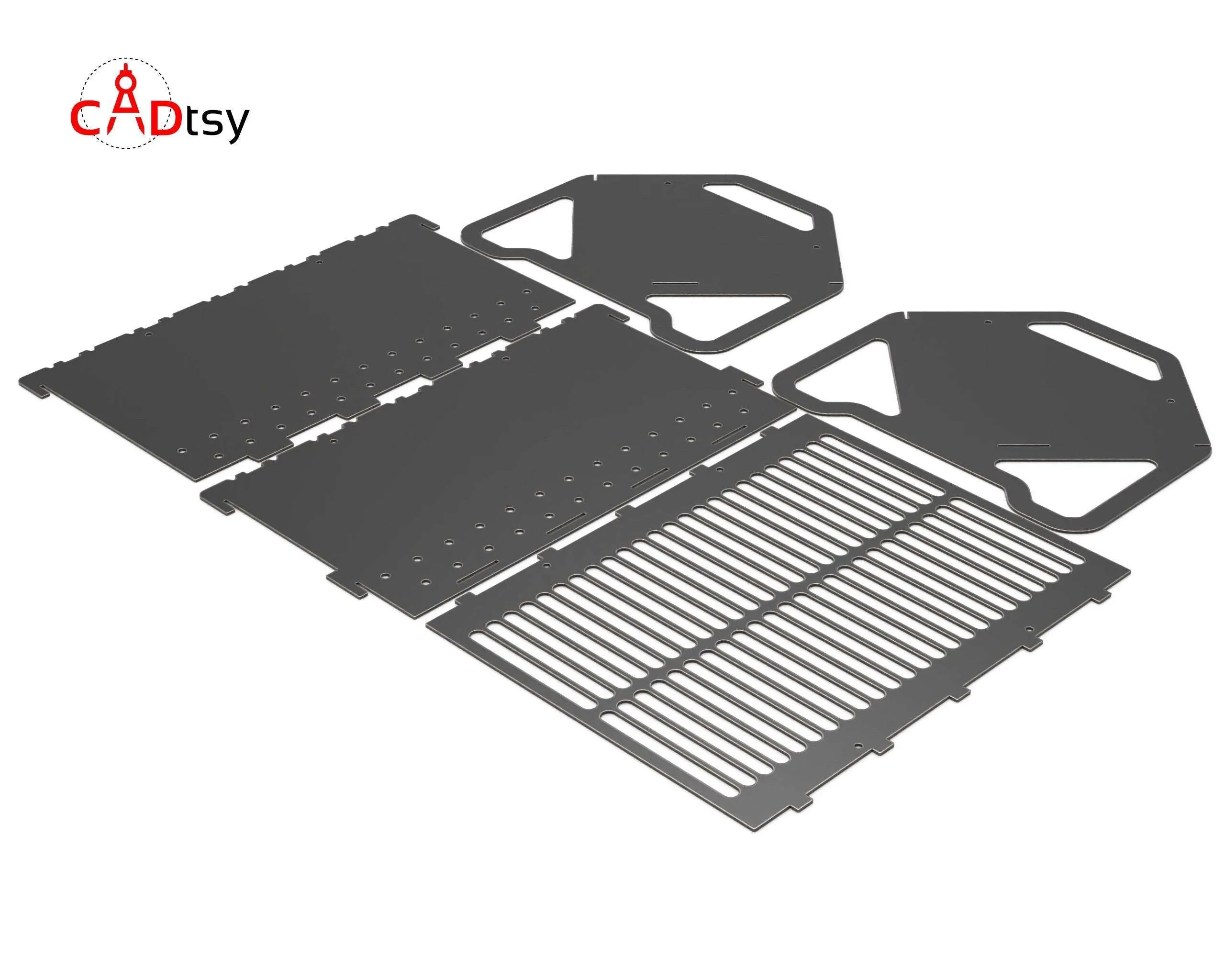 Collapsible Fire Pit DXF - Portable Grill CNC Laser / Plasma Cutting File, Flatpack Camping Stove