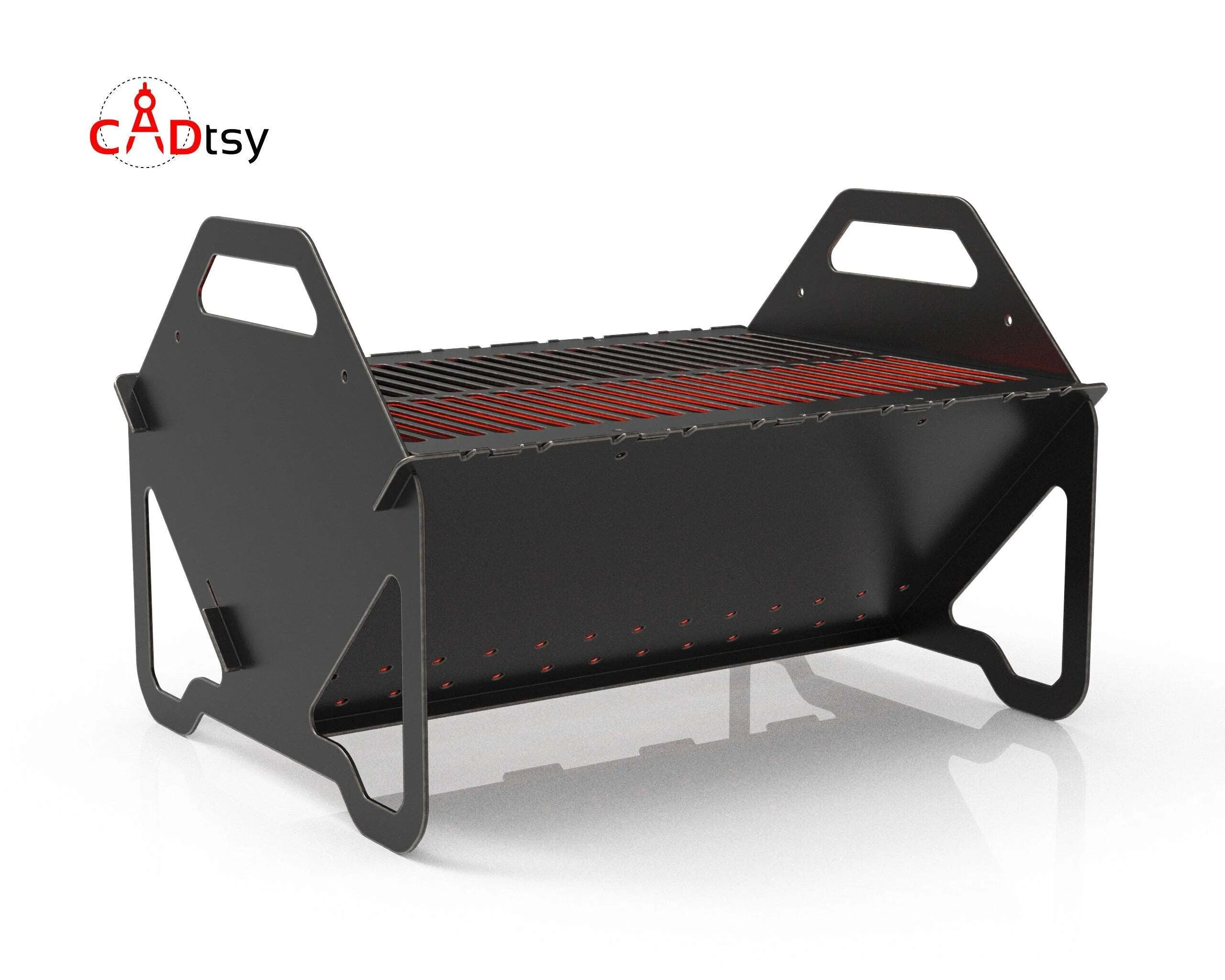 Collapsible Fire Pit DXF - Portable Grill CNC Laser / Plasma Cutting File, Flatpack Camping Stove