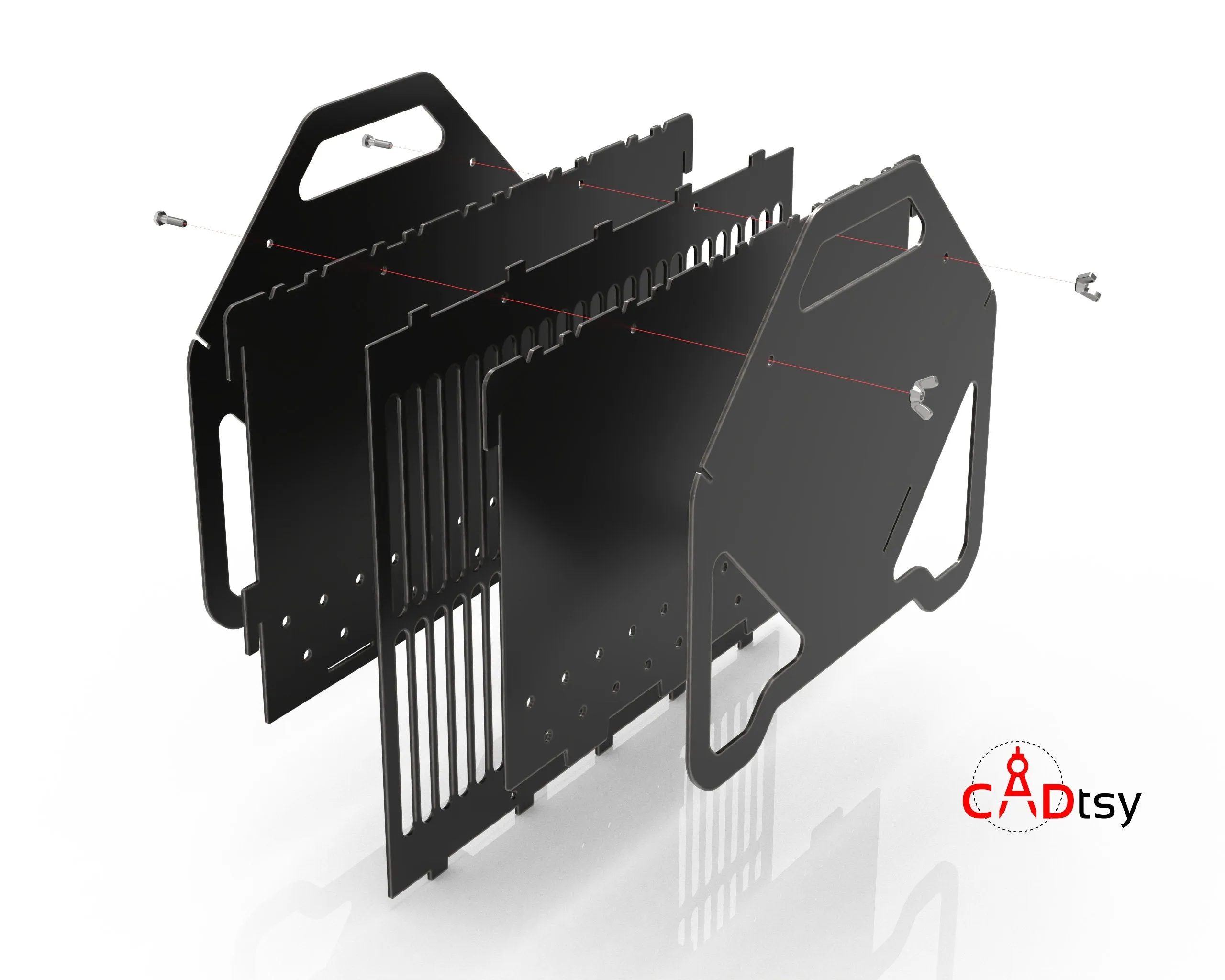 Collapsible Fire Pit DXF - Portable Grill CNC Laser / Plasma Cutting File, Flatpack Camping Stove