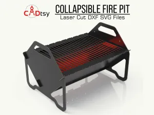 Collapsible Fire Pit DXF - Portable Grill CNC Laser / Plasma Cutting File, Flatpack Camping Stove