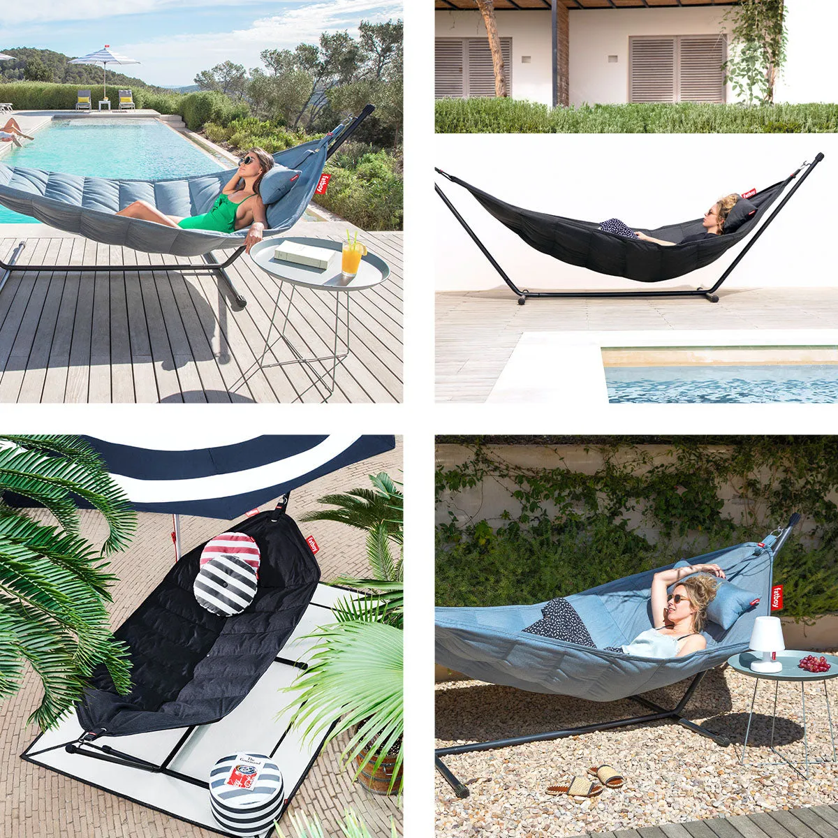 Fatboy Hammock Superb with Black Frame (Storm Blue)