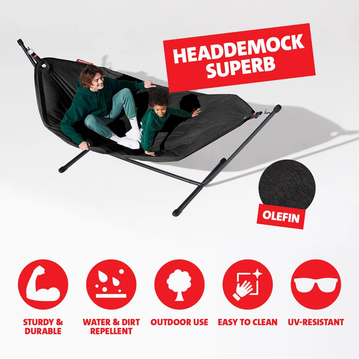 Fatboy Superb Hammock with Pillow and Black Frame (Anthracite)