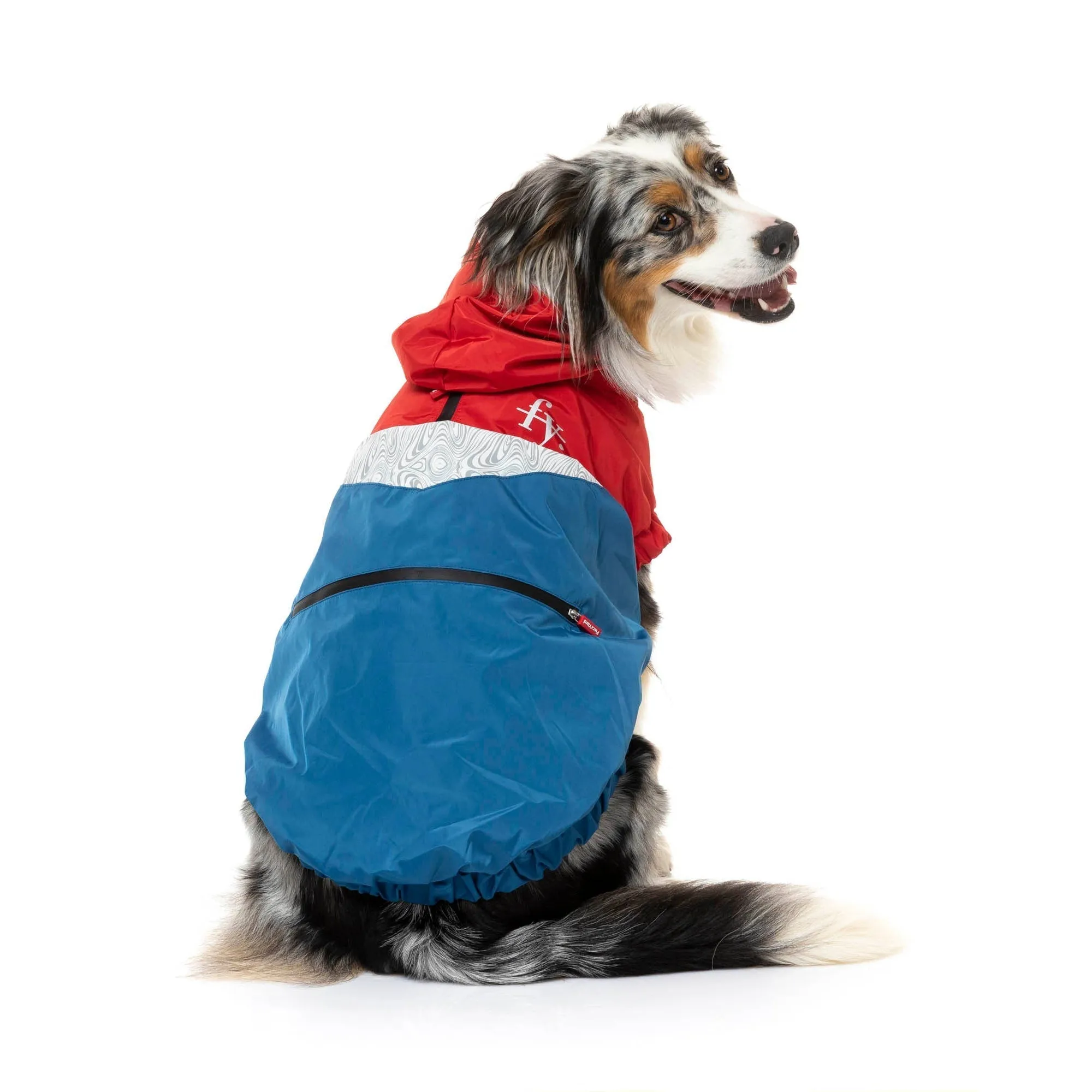 FuzzYard Apparel The Seattle Dog Raincoat Red and Blue Size 1 XXSmall***