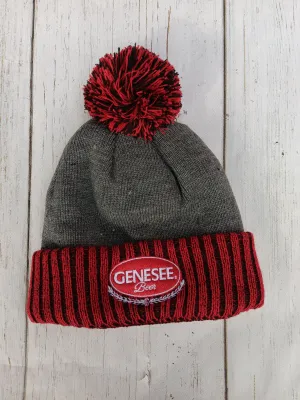 Genesee Red and Gray Pom Pom Beanie