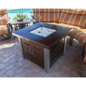 Hammered Bronze Square Fire Pit with Stainless Steel Legs and Lid