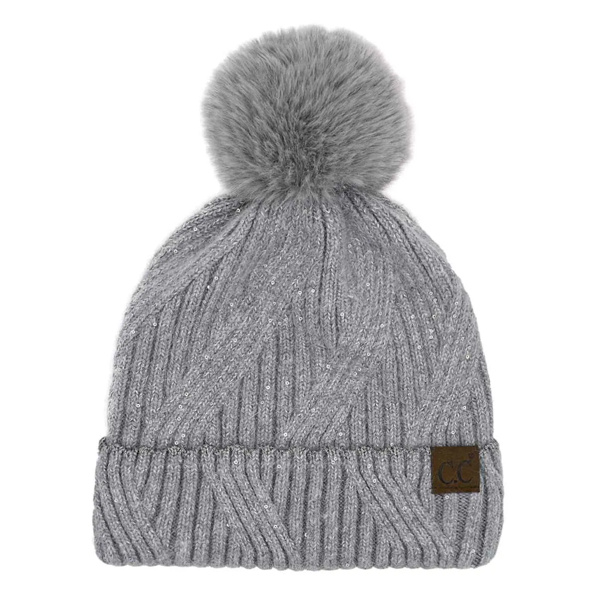 HTS0006 Grace Sequin Pom Beanie