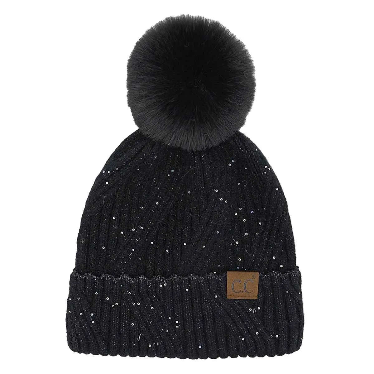 HTS0006 Grace Sequin Pom Beanie