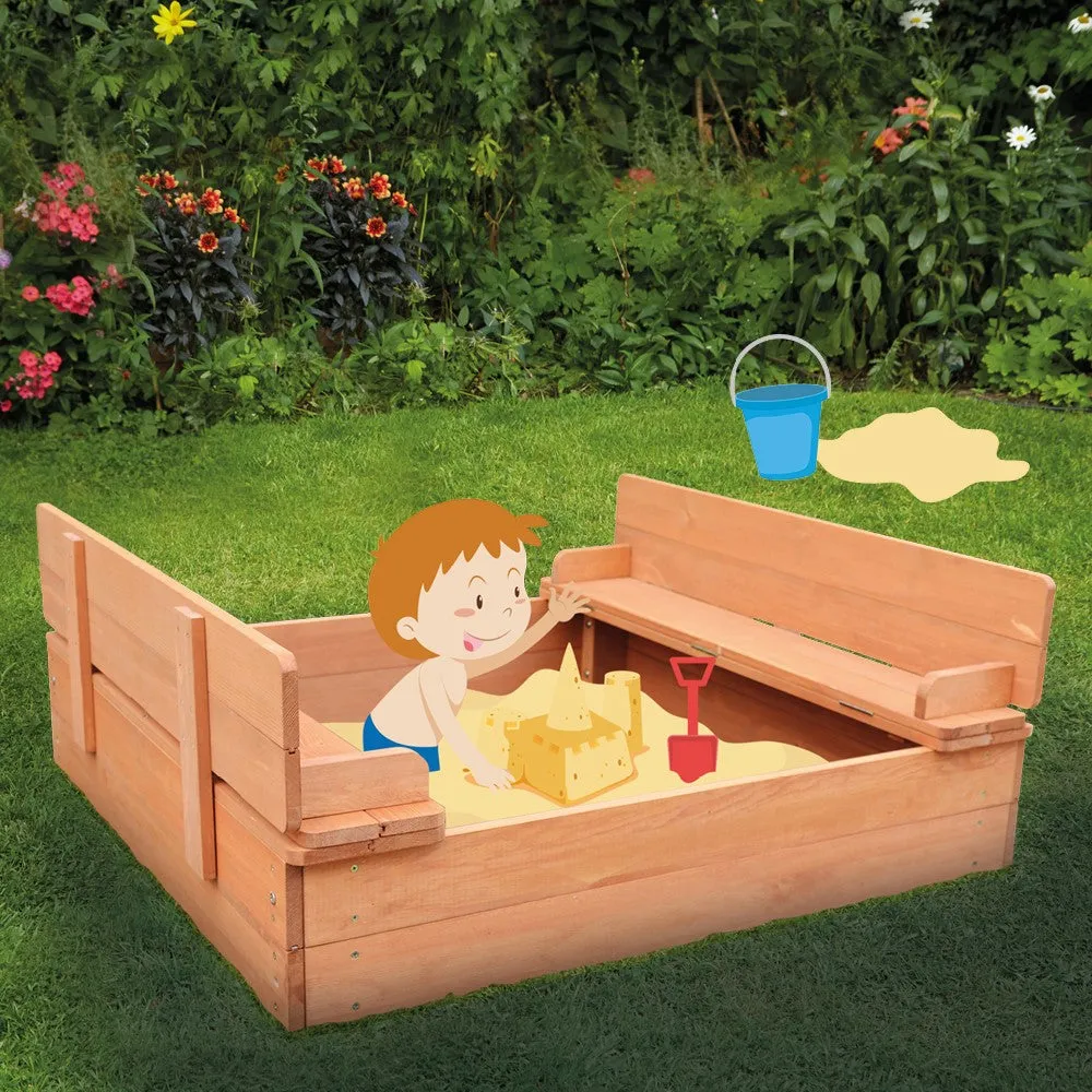 Kids Sandpit With Seating and Cover