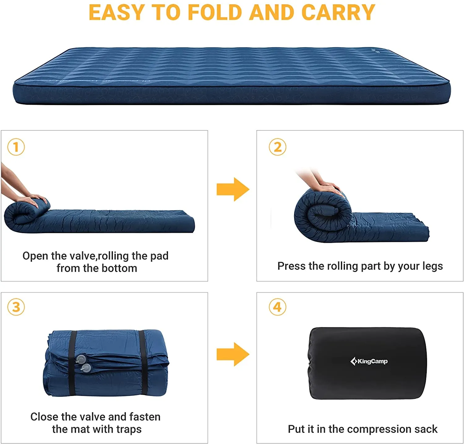 KingCamp 4" Thick Single Self-Inflating Camping Pad