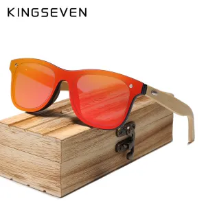 Kingseven Siamese Lens Sunglasses Men Bamboo Women Red Mirror Y5788F1