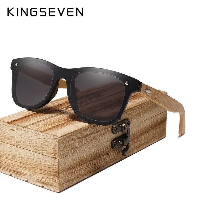 Kingseven Siamese Lens Sunglasses Men Bamboo Women Red Mirror Y5788F1