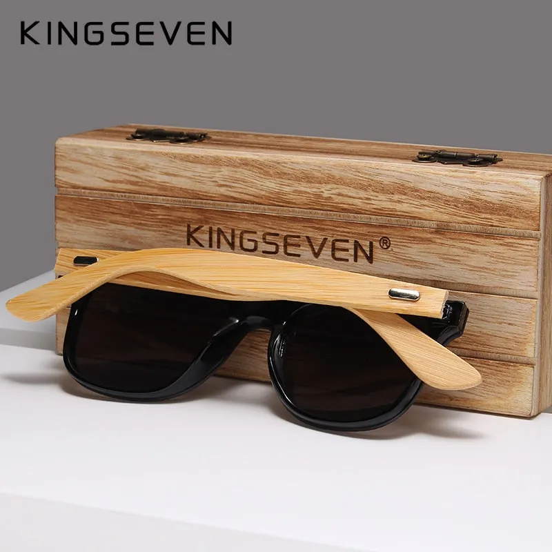 Kingseven Siamese Lens Sunglasses Men Bamboo Women Red Mirror Y5788F1