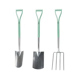 Martha Stewart MTS-DGT3-MGN Set of Three Stainless Steel Digging Tools (Mint)