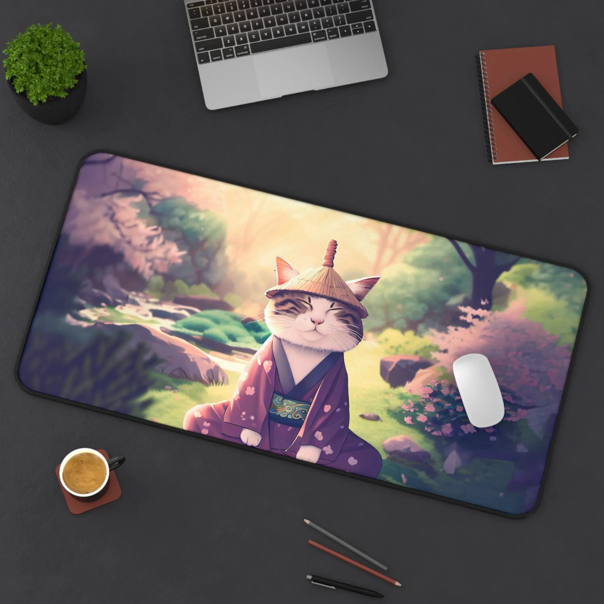 Meditating Zen Cat Large Mouse Pad