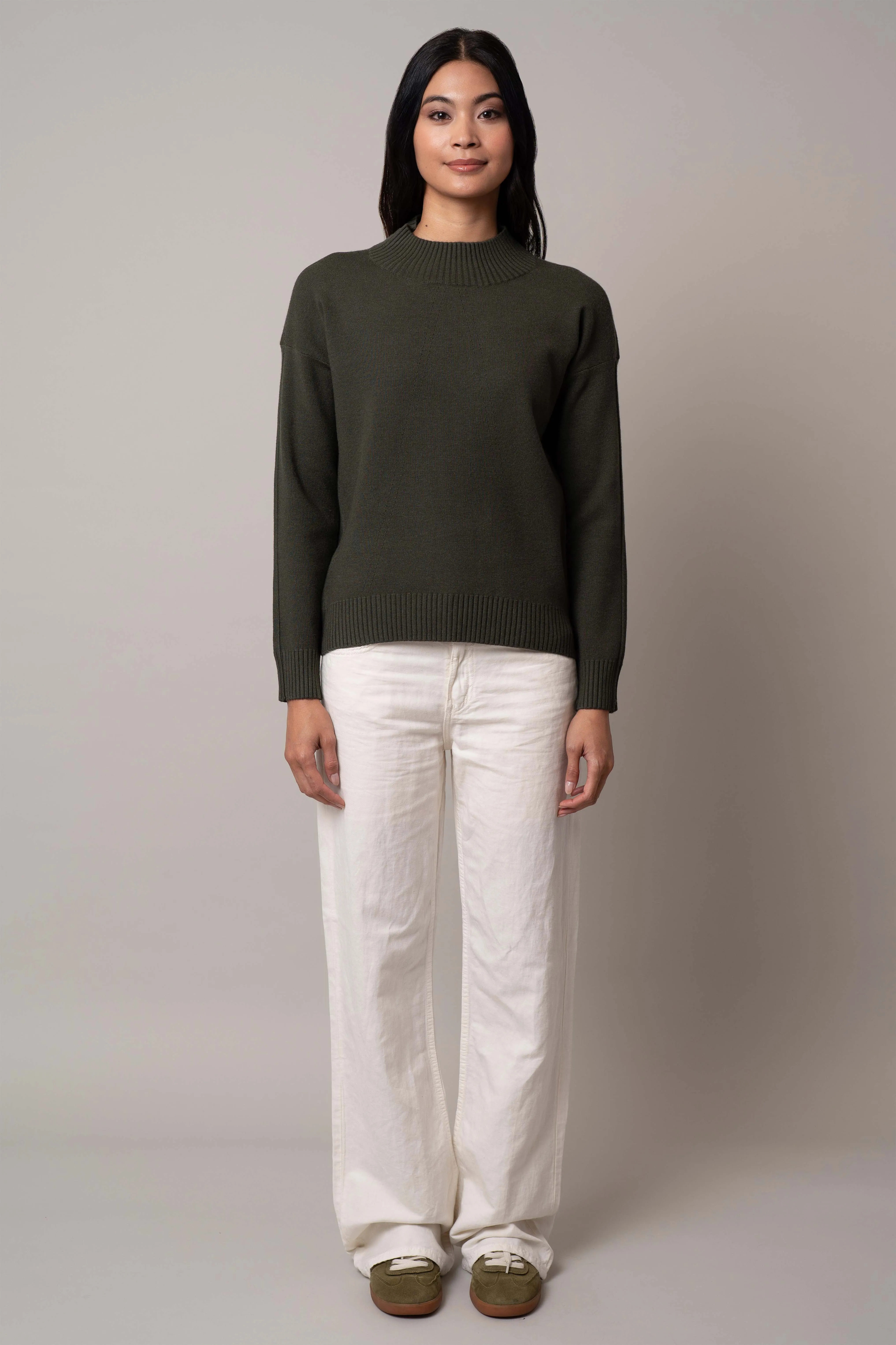 Mock Neck Pointelle Sweater