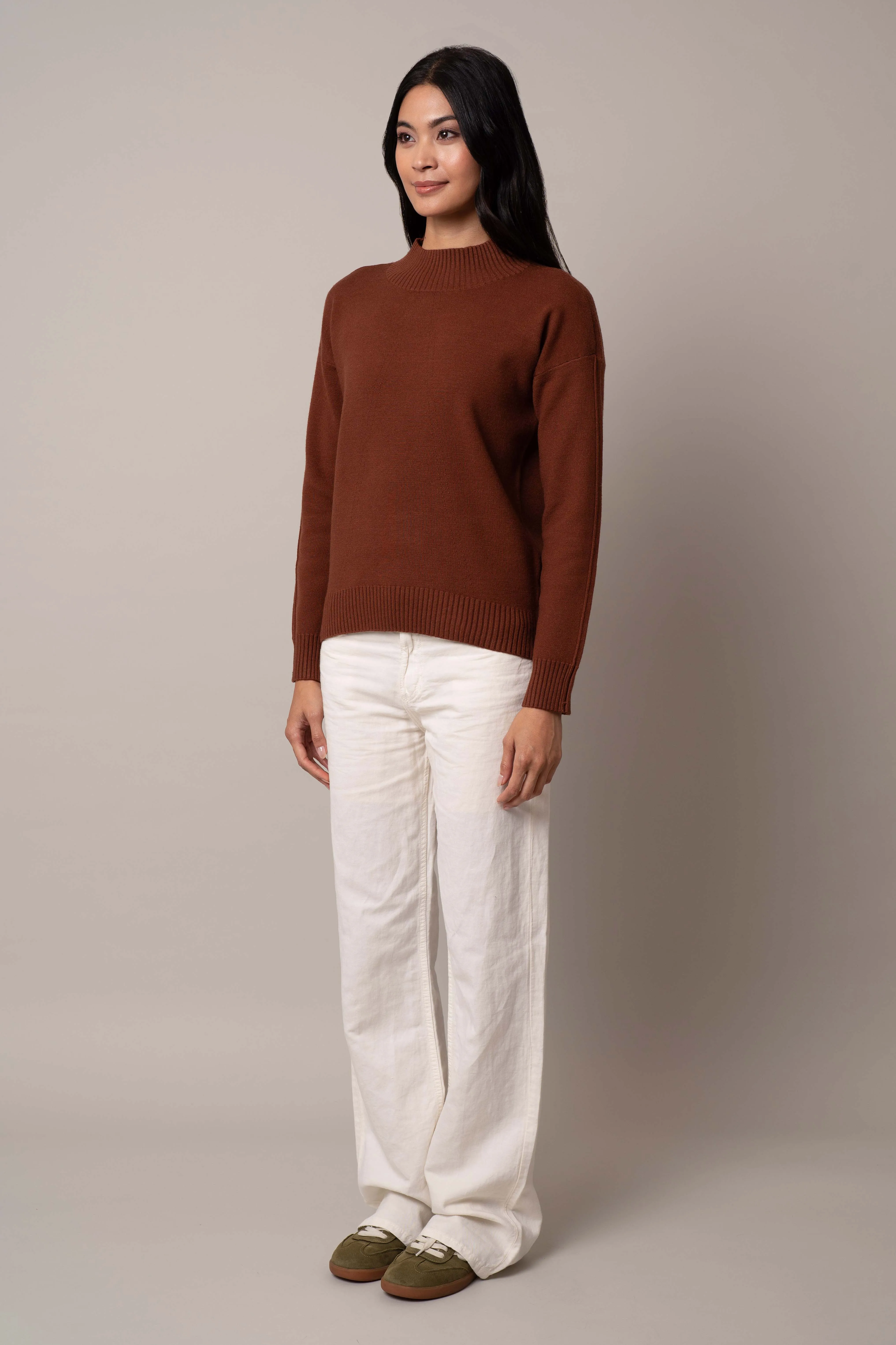 Mock Neck Pointelle Sweater