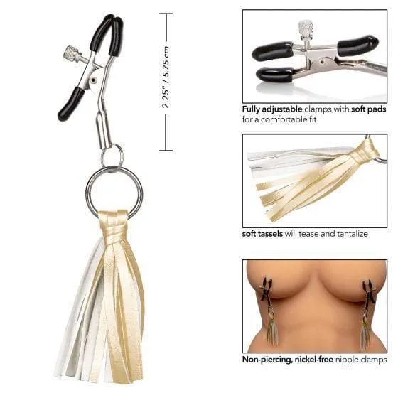 Nipple Play Playful Tassels Adjustable Nipple Clamp with Comfortable Pads