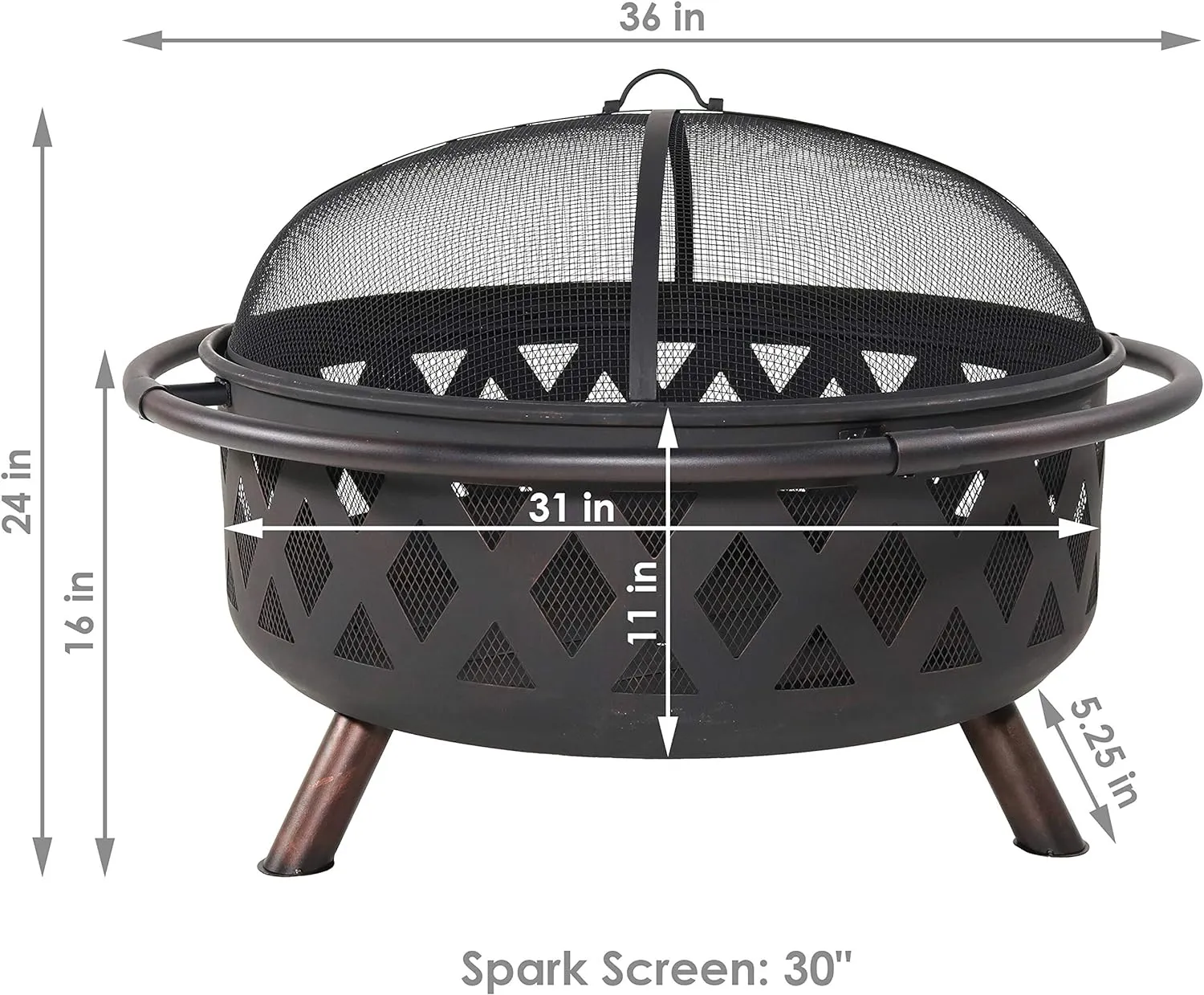 Outdoor Fire Pit, includes Spark Screen, Poker and Cover