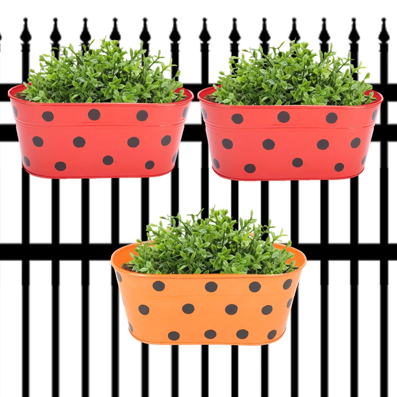 Oval Polka Dot Balcony Railing Planter