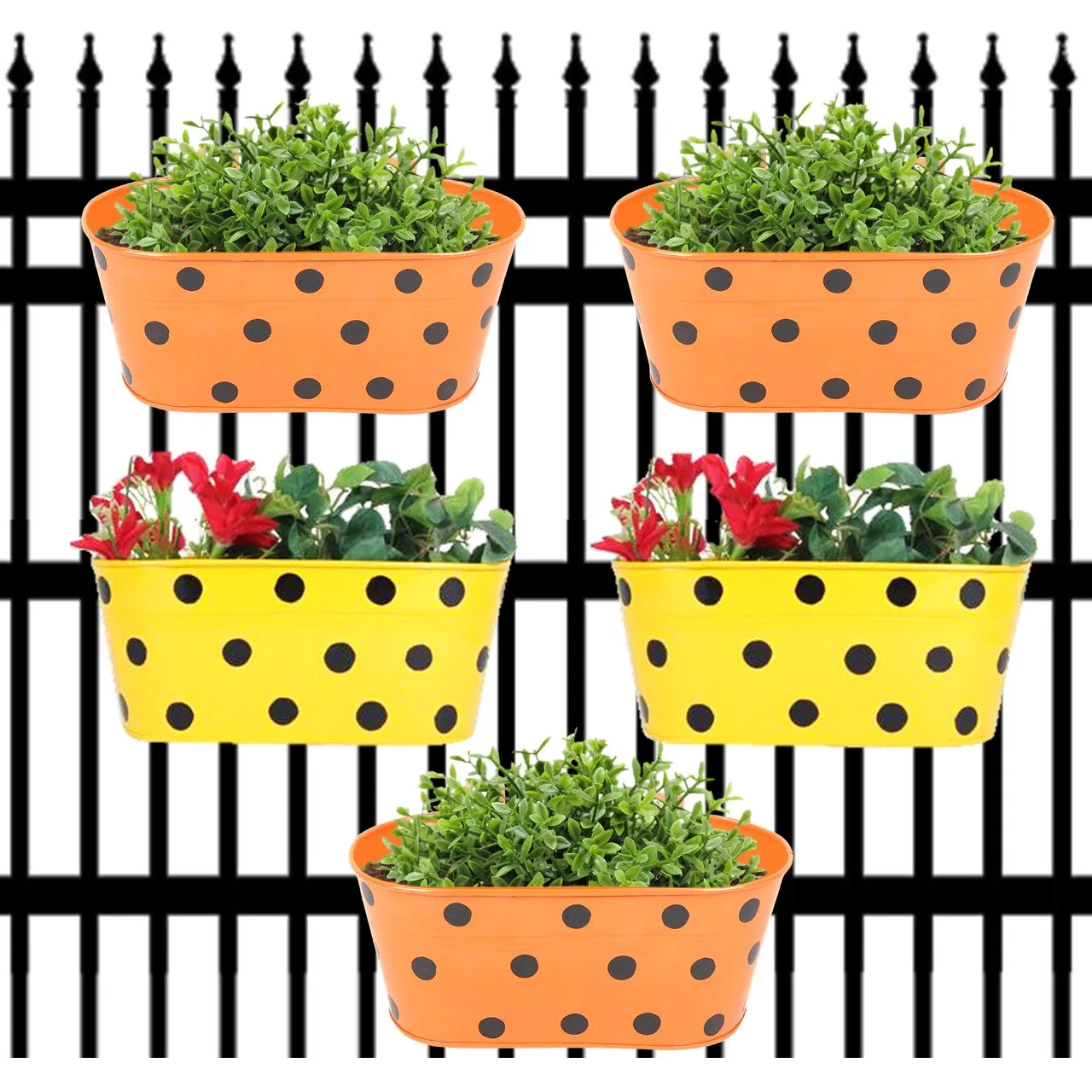 Oval Polka Dot Balcony Railing Planter