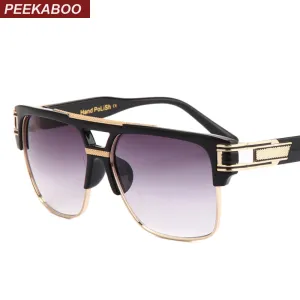 Peekaboo Unisex Big Square Alloy Semi Rim Gradient Sunglasses Fb866920