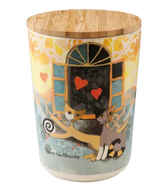 Hand-Painted Rosina Wachtmeister Amorosa Cat-Themed Lidded Pot, 15 cm