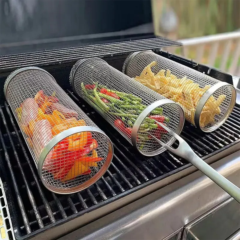 Round Stainless Steel Outdoor BBQ Grilling Grate Basket